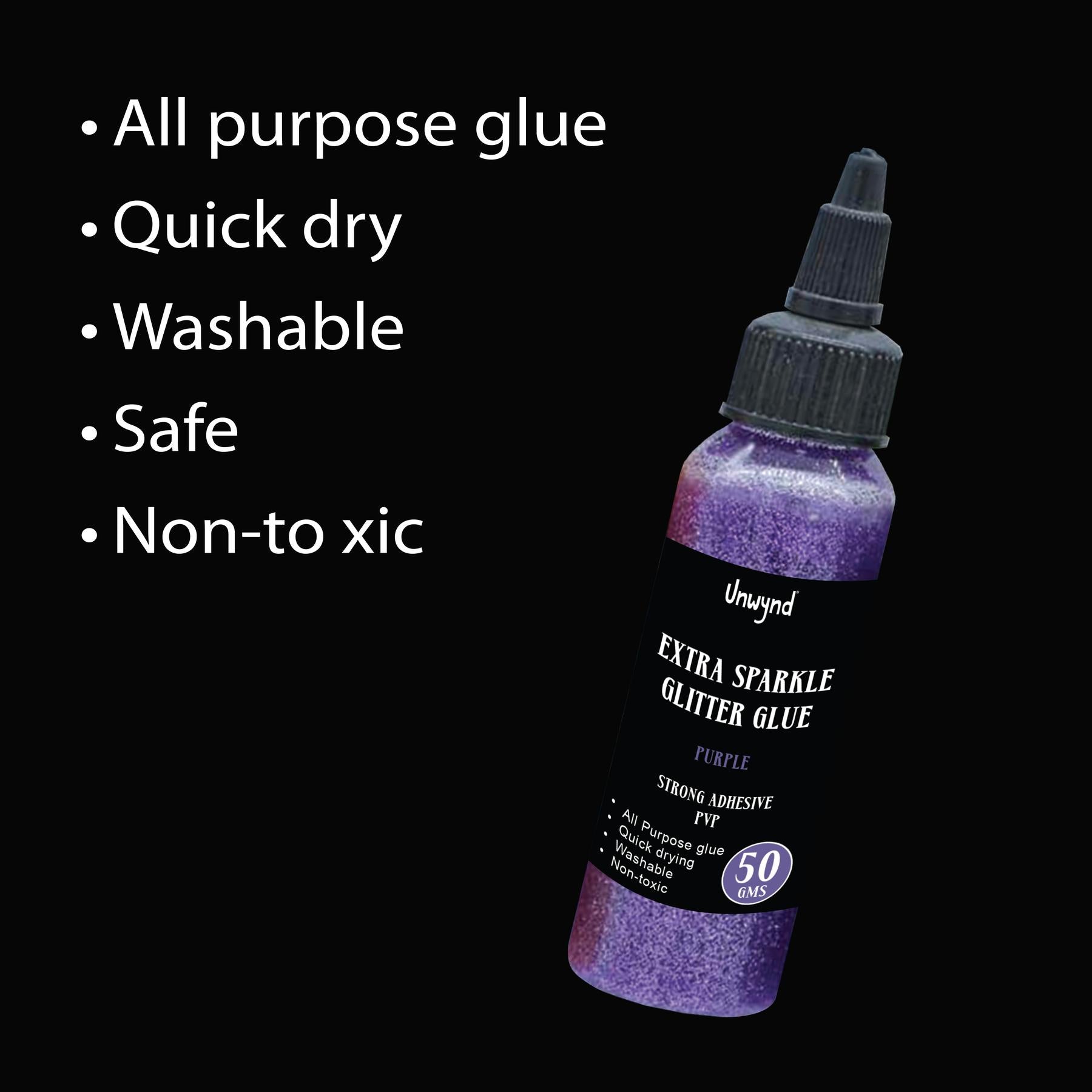 Unwynd Glitter Glue - Extra Sparkle- Purple - 50gms