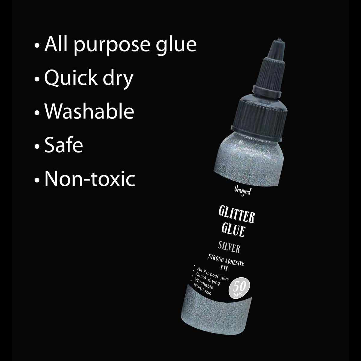 Unwynd Glitter Glue - Extra Sparkle- Silver - 50gms