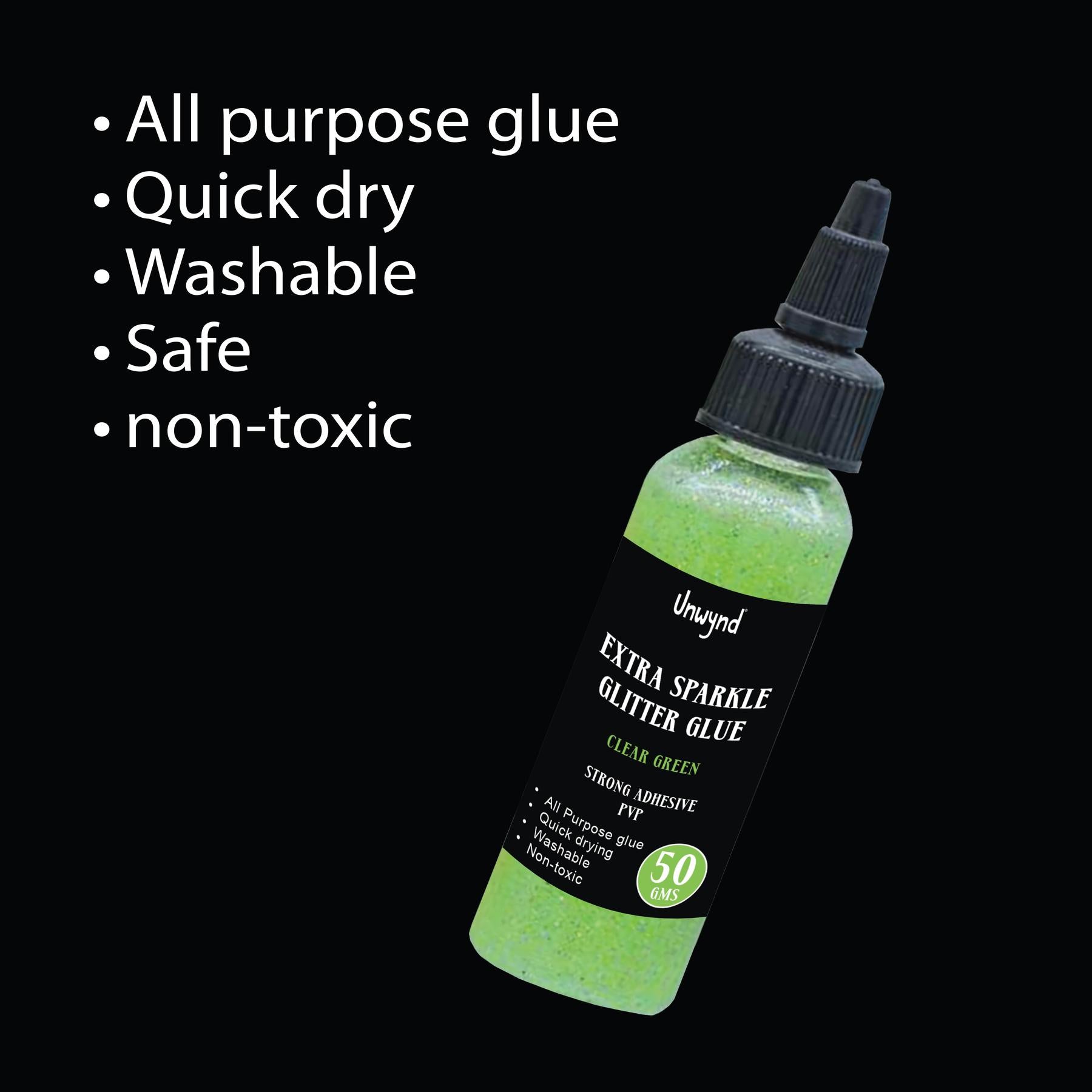 Unwynd Glitter Glue - Extra Sparkle- Clear Green - 50gms