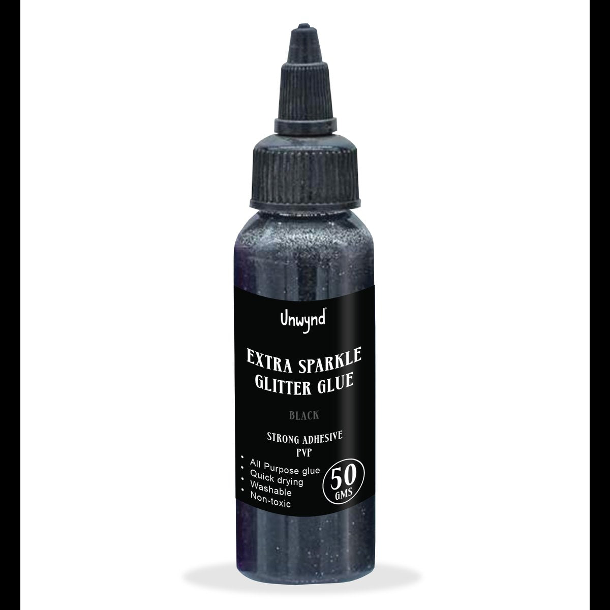 Unwynd Glitter Glue - Extra Sparkle- Black- 50gms