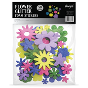 Unwynd Glitter Flower Foam Stickers - Pack of 50