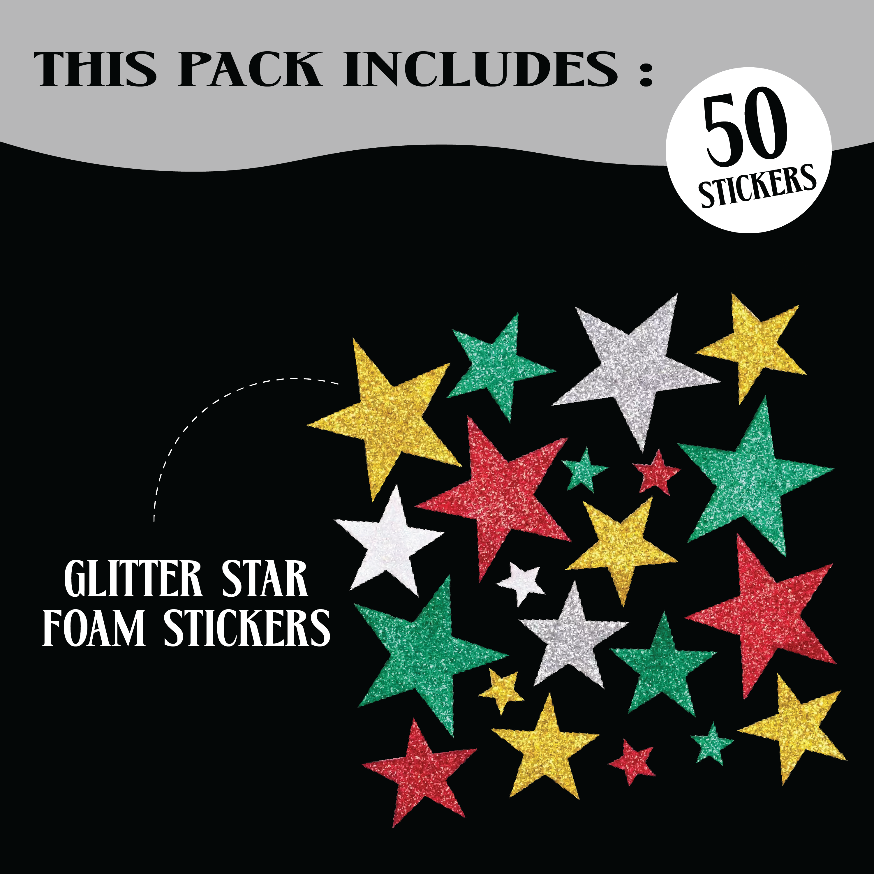 Unwynd Gold Glitter Star Stickers - Pack of 25