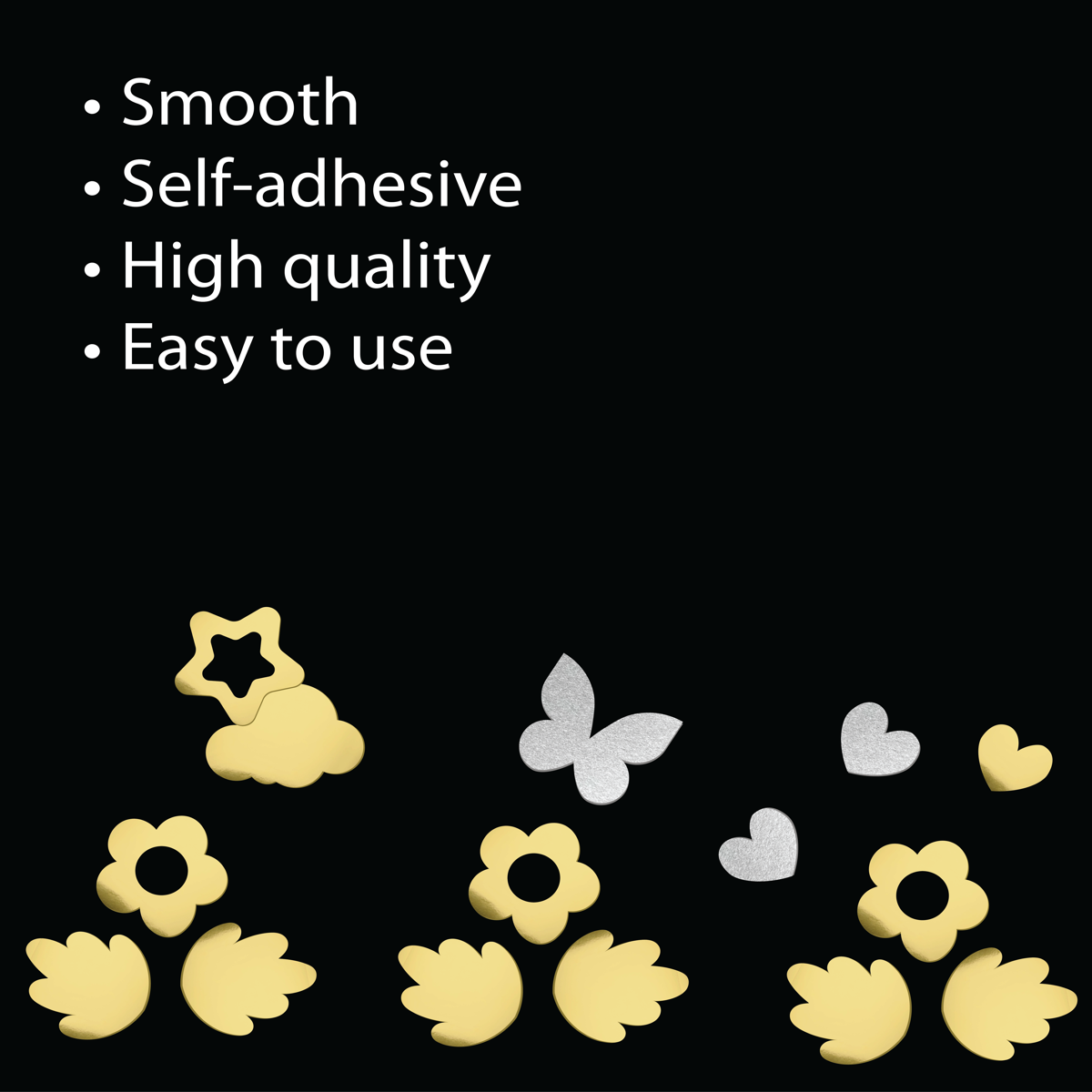 Unwynd Metallic Paper Stickers Multiple Shape - Pack of 40