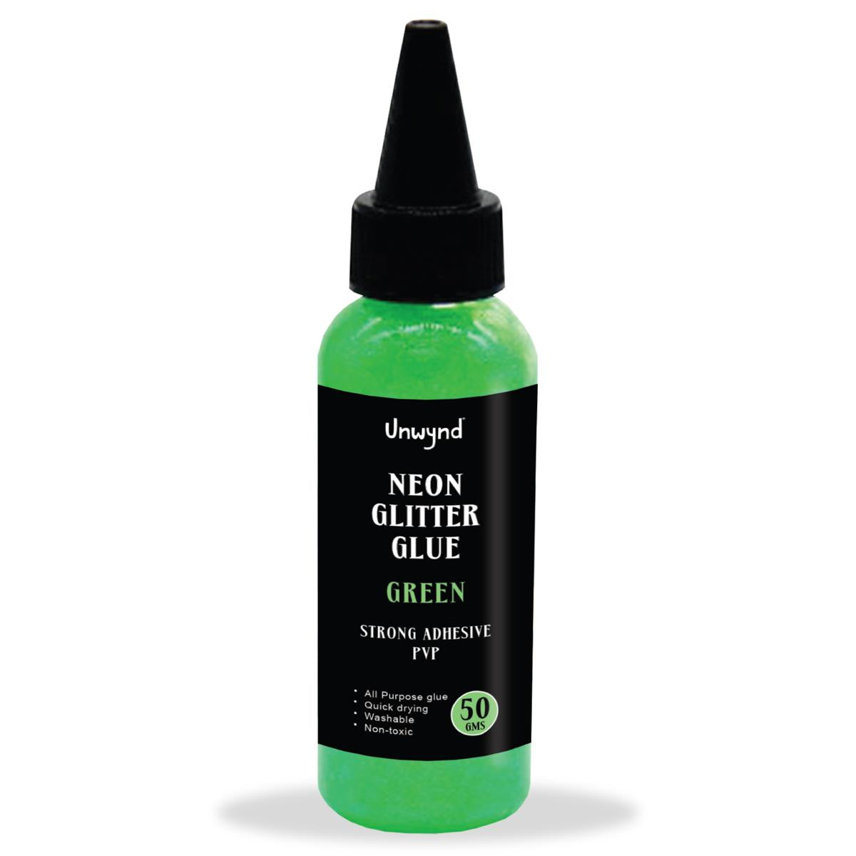 Unwynd Neon Glitter Glue- Green - 70ml