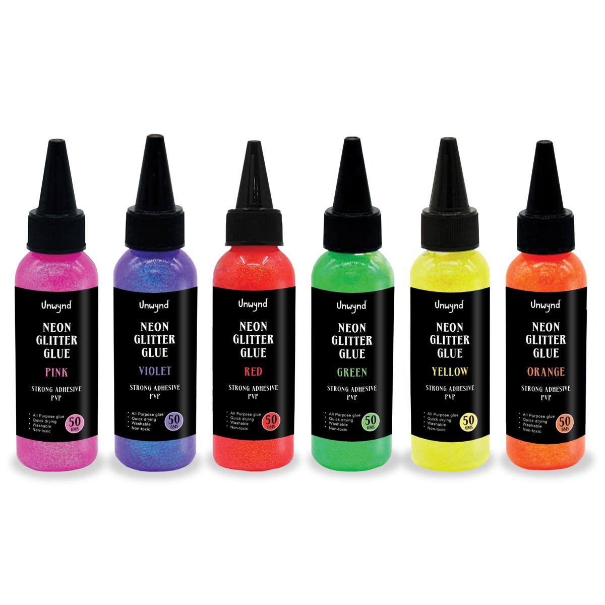 Unwynd Neon Glitter Glue - Set of 6