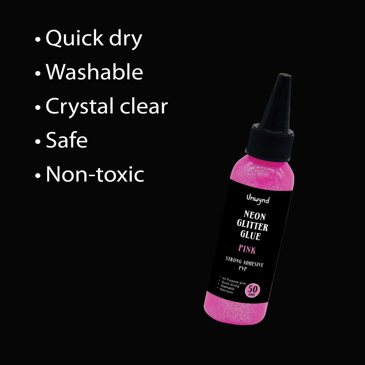 Unwynd Neon Glitter Glue- Pink - 70ml