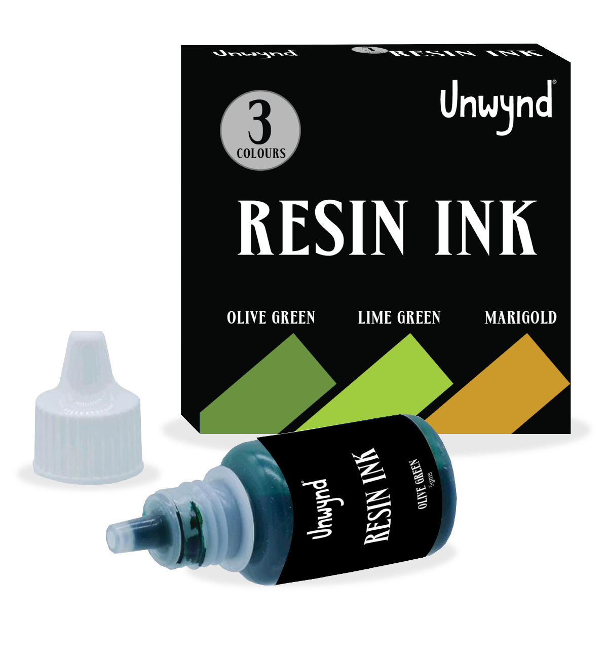 Unwynd Resin Ink - Set of 3 Olive Green/Lime Green/Marigold