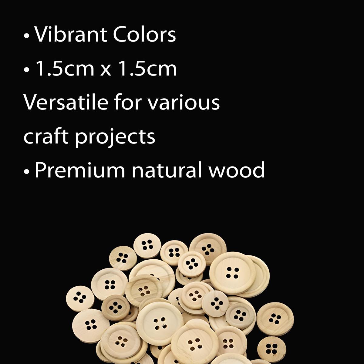 Unwynd Wooden Buttons Natural - Pack of 50