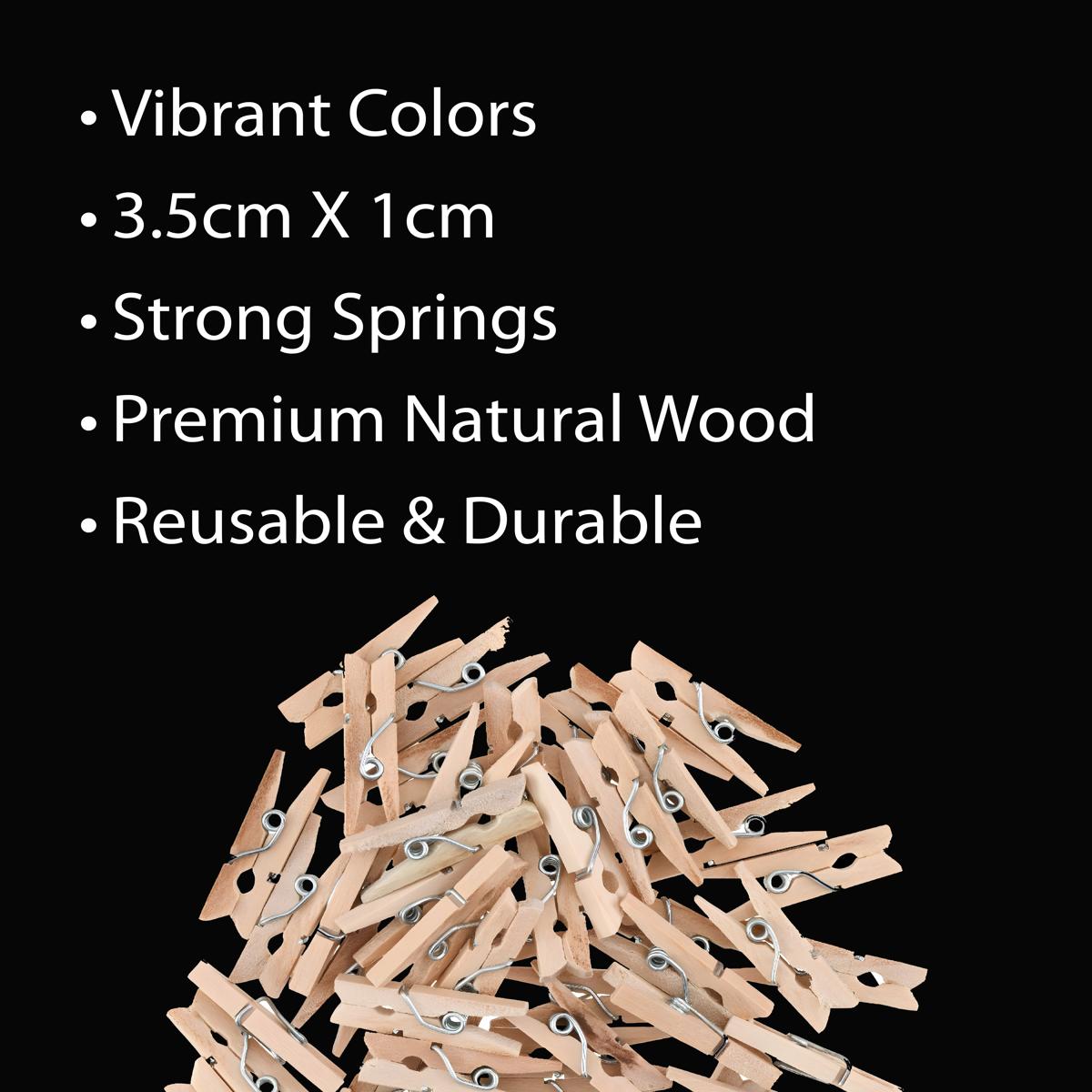 Unwynd Wooden Pegs Natural Medium - Pack of 50