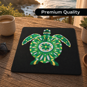 Completed Unwynd Foil by Number sea turtle mandala art on black board – premium quality metallic foil art kit for adults