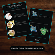 Unwynd Foil by Number Under The Sea easy pictorial instructions – 5 step guide to create metallic ocean mandala art with foil sheets