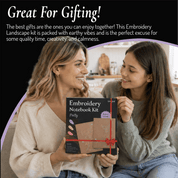 Unwynd Pretty Embroidery Notebook Kit – perfect gift embroidery kit for adults and teens, gift-ready packaging with bow and butterfly designs